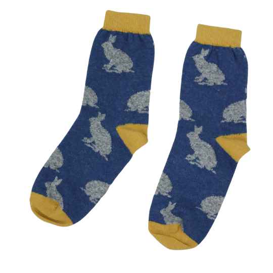 Denim rabbit merino socks