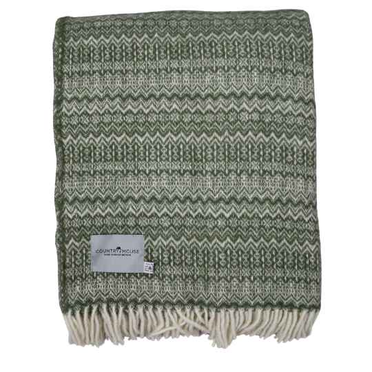 fair isle sage pure new wool throw