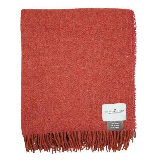 fired terracotta wool throw on a white background