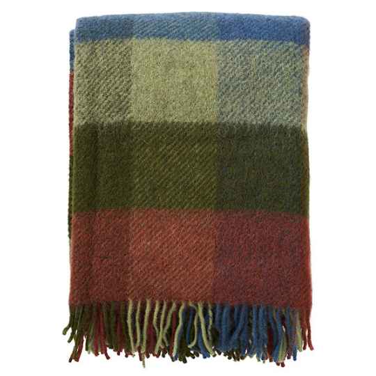 Green Plaid gotland wool blanket throw