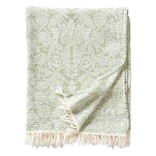 Green Sunflower Cotton Throw