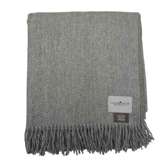 grey recycled herringbone wool throw