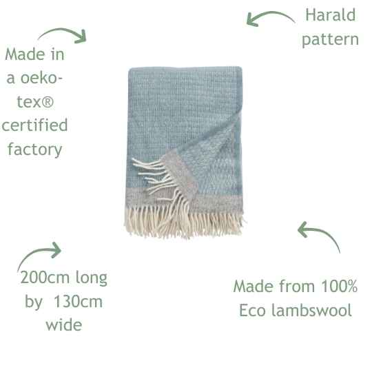 Harald Dusty blue showing features of the wool throw