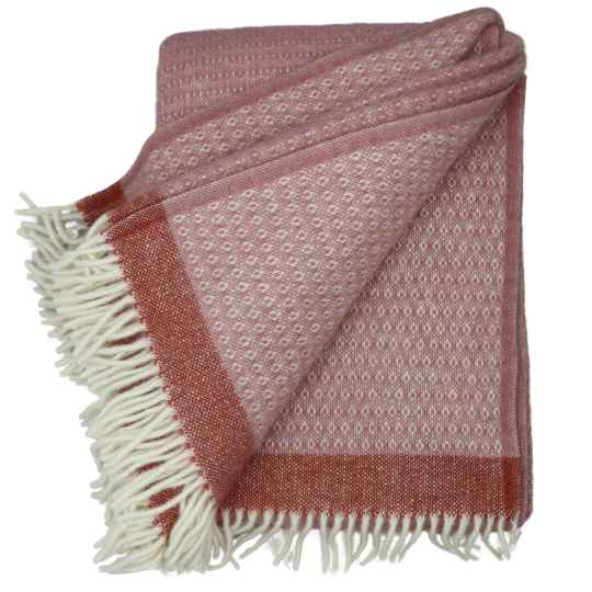 Harald dusty rose eco wool throw folded showing the pattern