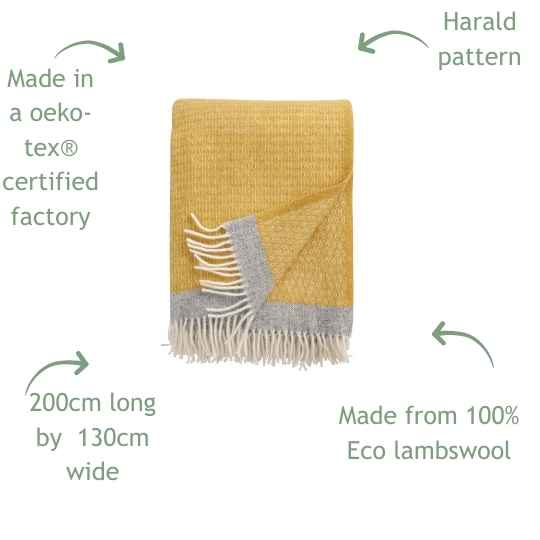 harald yellow eco wool throw features