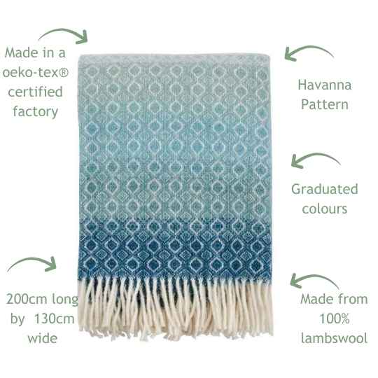 Havanna aqua wool throw features