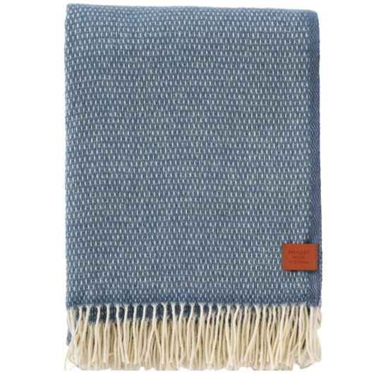 hugo dusty blue merino wool throw