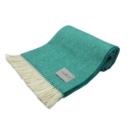 Jade herringbone erino Wool Blanket