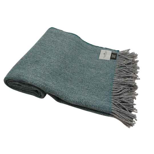 juniper and grey wool throw rolled up