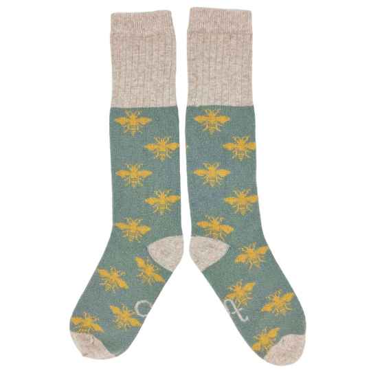 sage and yellow bee knee high socks