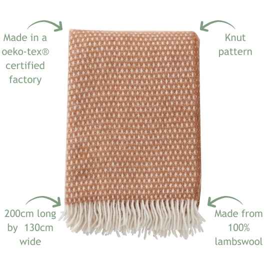 Knut Nougat Wool throw with features