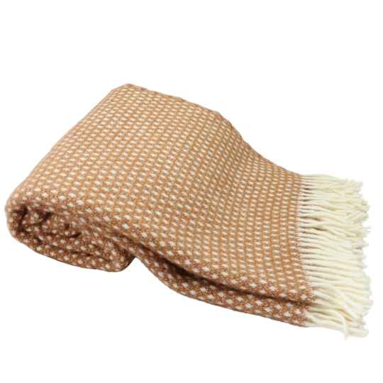 knut nougat lambswool throw rolled up