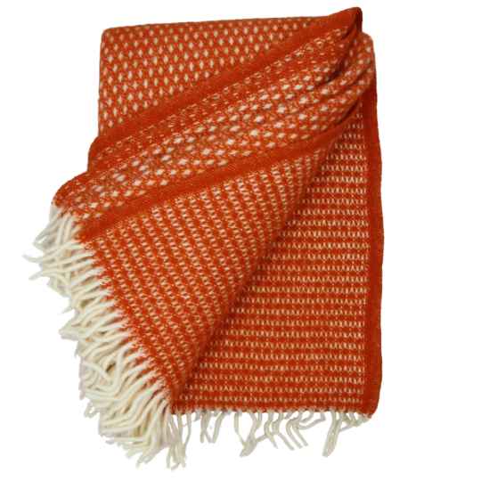 knut orange wool throw folded showing the detail