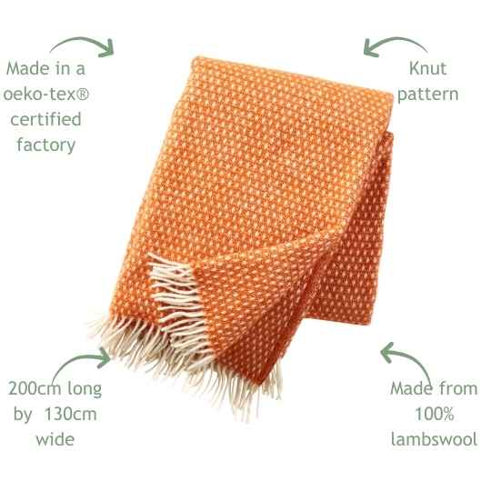 knut orange wool throw design feature