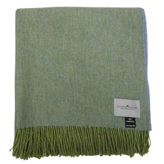 light sage herringbone wool throw