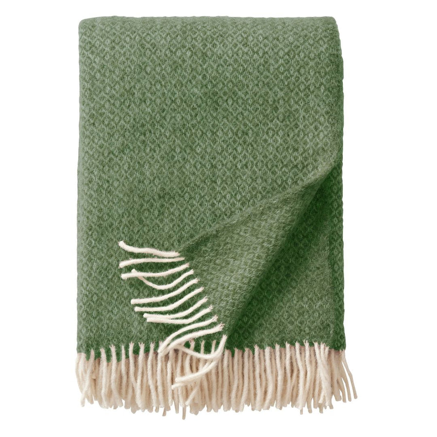 lima bottle green ool throw folded on a white background