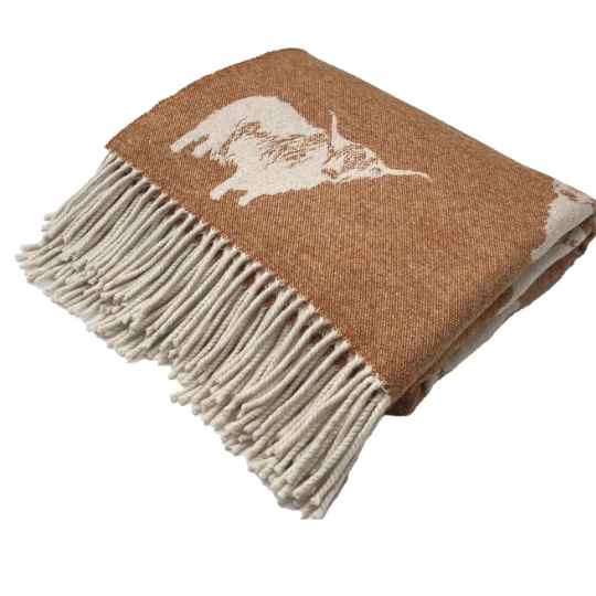 Highland Cow Merino Wool Throw