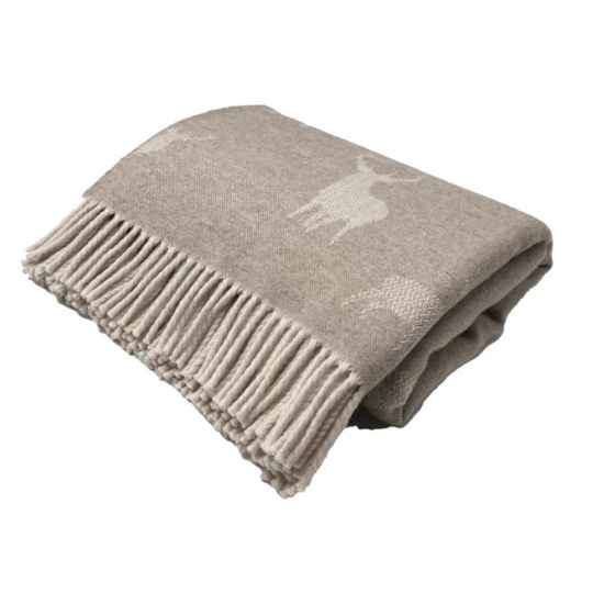 taupe stag merino wool throw