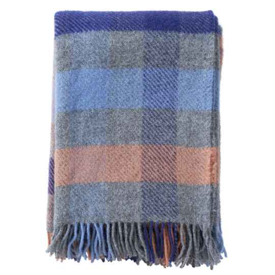 Monte Carlo blue check lambswool throw