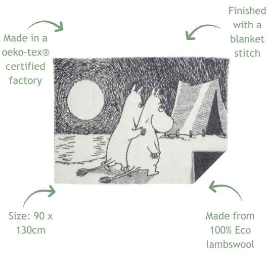 moomin adventure wool blanket features