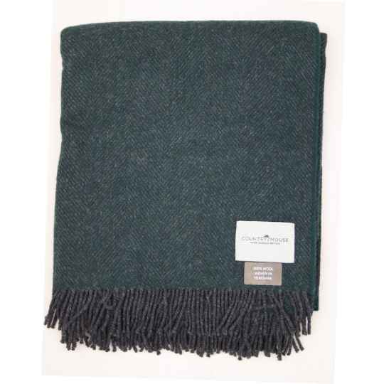 moorland green wool throw on a white background