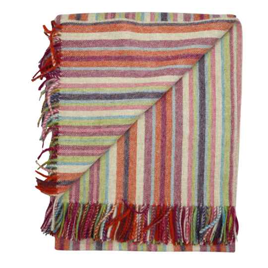 Multi coloured merino wool throw