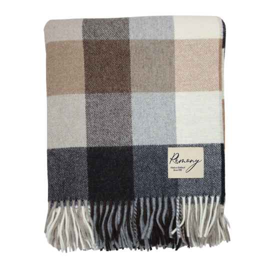 natural check merino wool throw