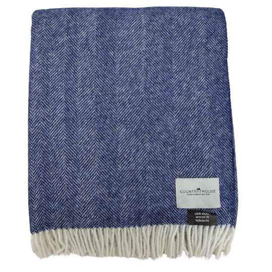 navy herringbone wool throw