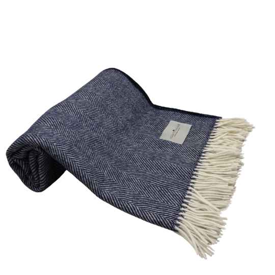 navy blue merino wool throw