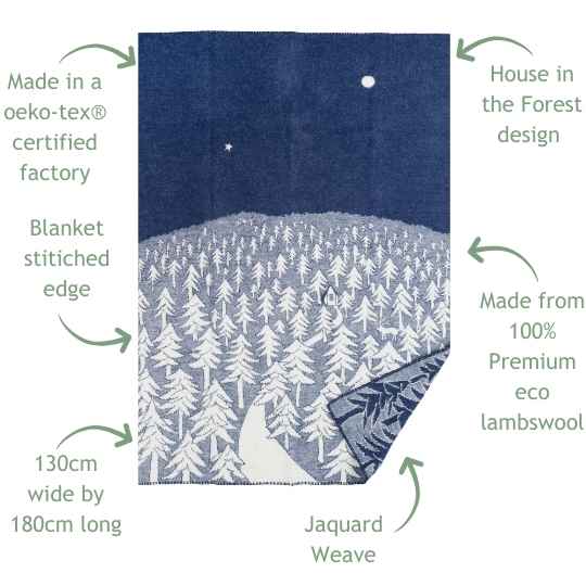 House In The Forest Blanket Navy