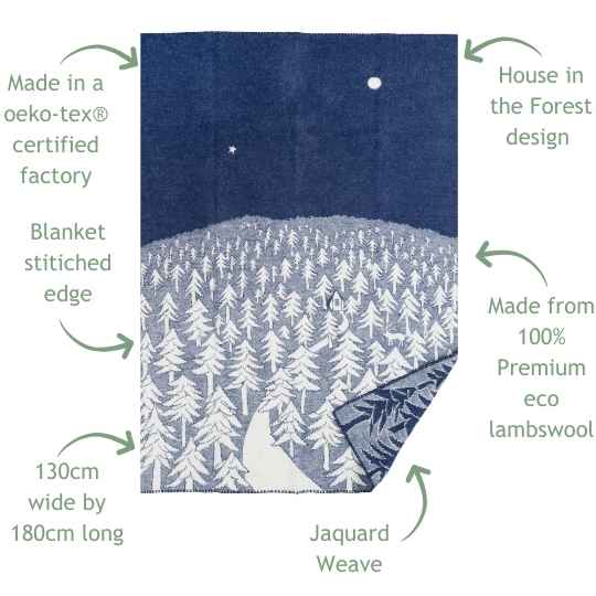 Houe in the forest wool throw features