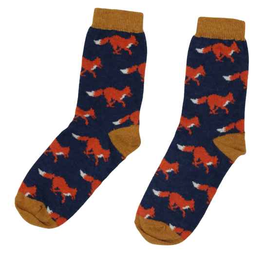 navy Fox merino socks