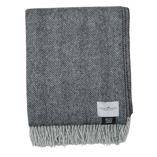 Nordic grey herringbone wool throw