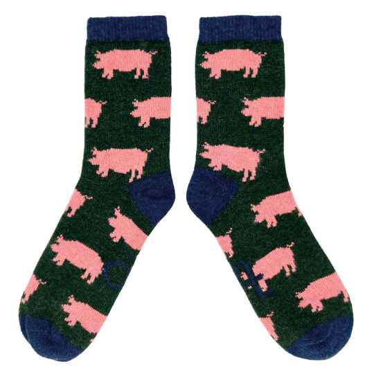 Khaki pig short wool socks