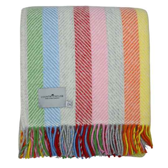 rainbow herringbone pure new wool throw