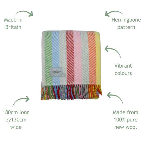 rainbow herringbone throw details