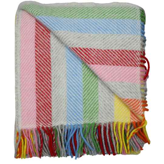 rainbow stripe new wool throw