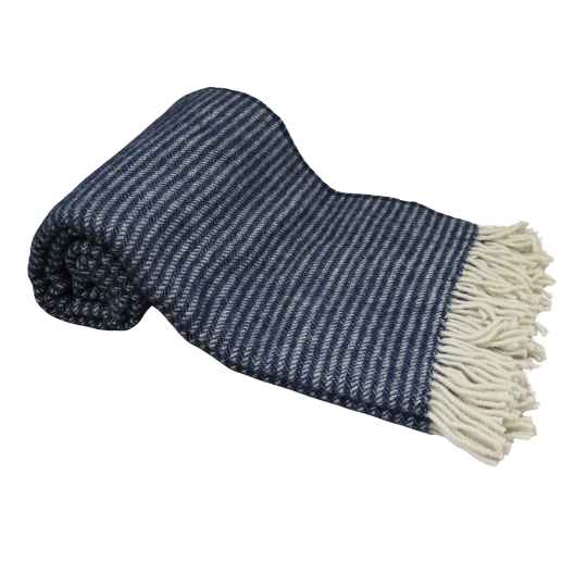 Ralph Navy Eco Wool Throw rolled