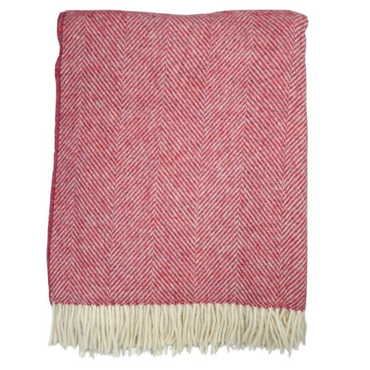 raspberry ripple wool throw against a white background