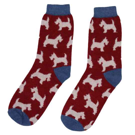 Red Scottie merino socks