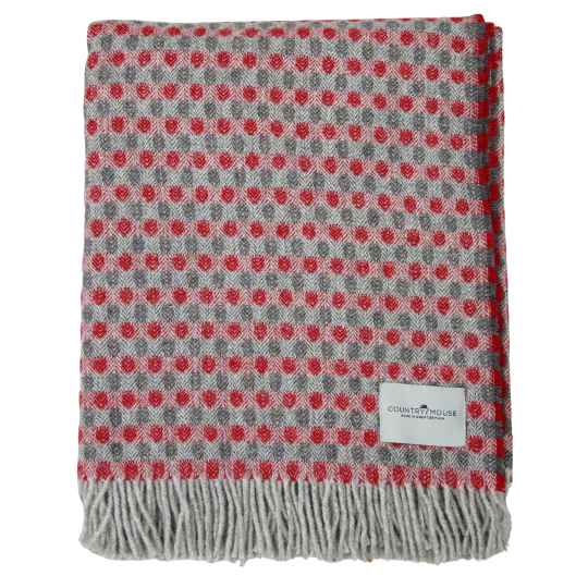 Red and french grey wool throw