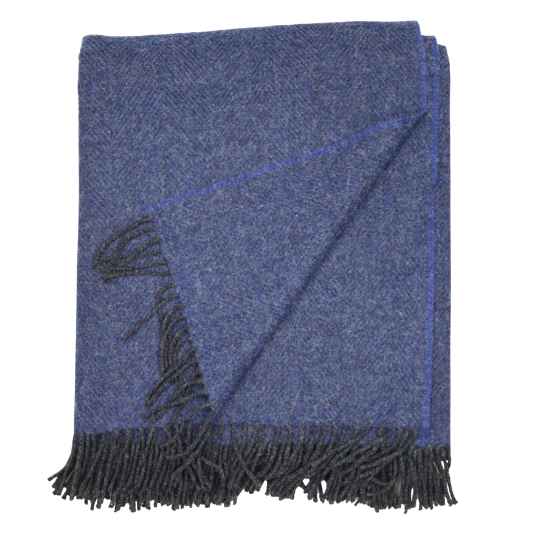 smoked indigo wool throw on a white background