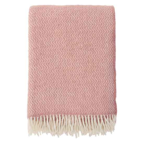 sorbet powder pink lambswool throw on a white background