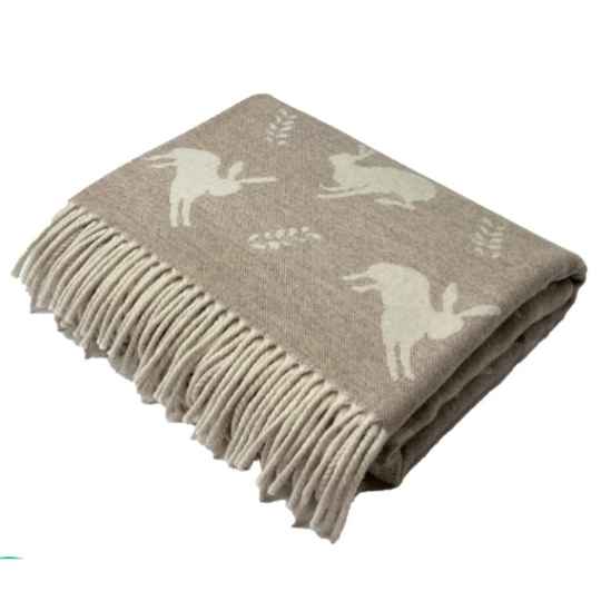 taupe hare merino wool throw