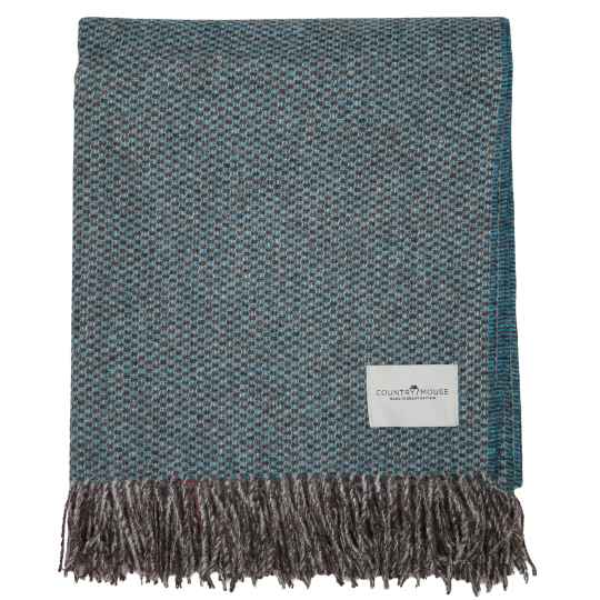 Teal recycled wool throw