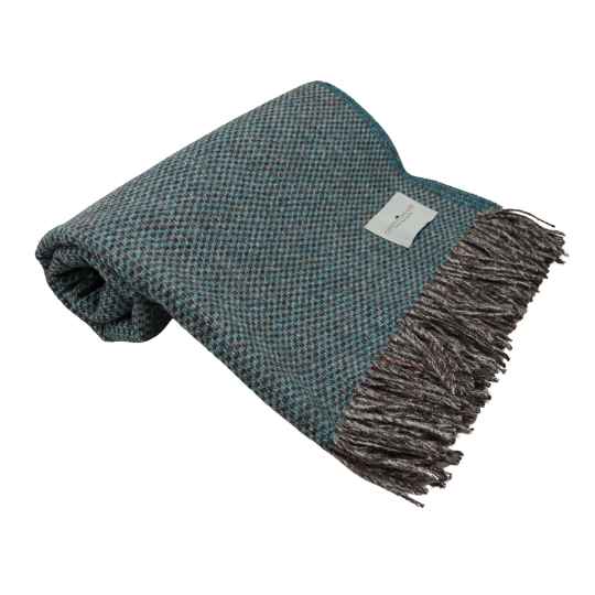 country mouse teal and brown recycled wool throw