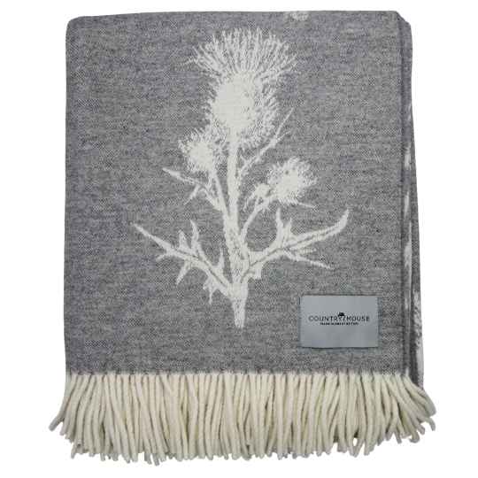 Thistle merino wool throw in grey