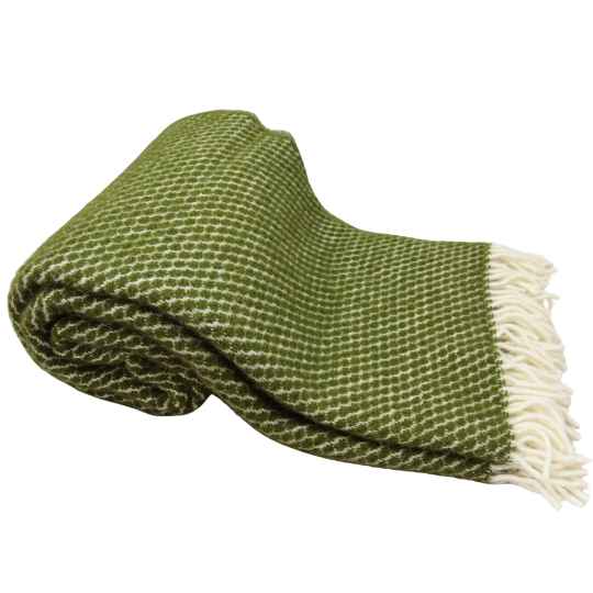 velvet avocado green lambswool throw rolled up showing the pattern