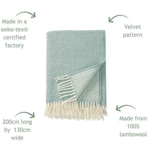 Velvet Duck egg wool throw features