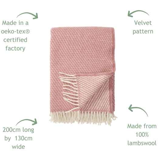 velvet pink wool throw features